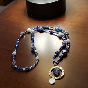 Handcrafted badge/key holder necklace